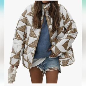 Tankaneo Womens Quilted Puffer Jacket Patchwork Lightweight Padded Puffy Jacket